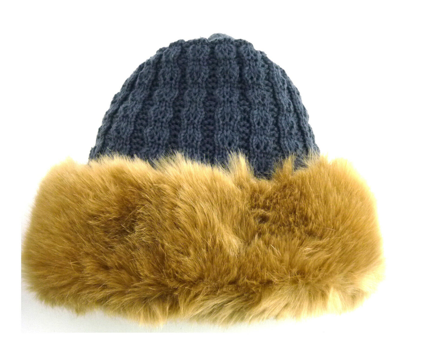 WOMENS LADIES FAUX FUR RUSSIAN STYLE WINTER KNITTED BEANIE COSSACK WARM HAT SIZE