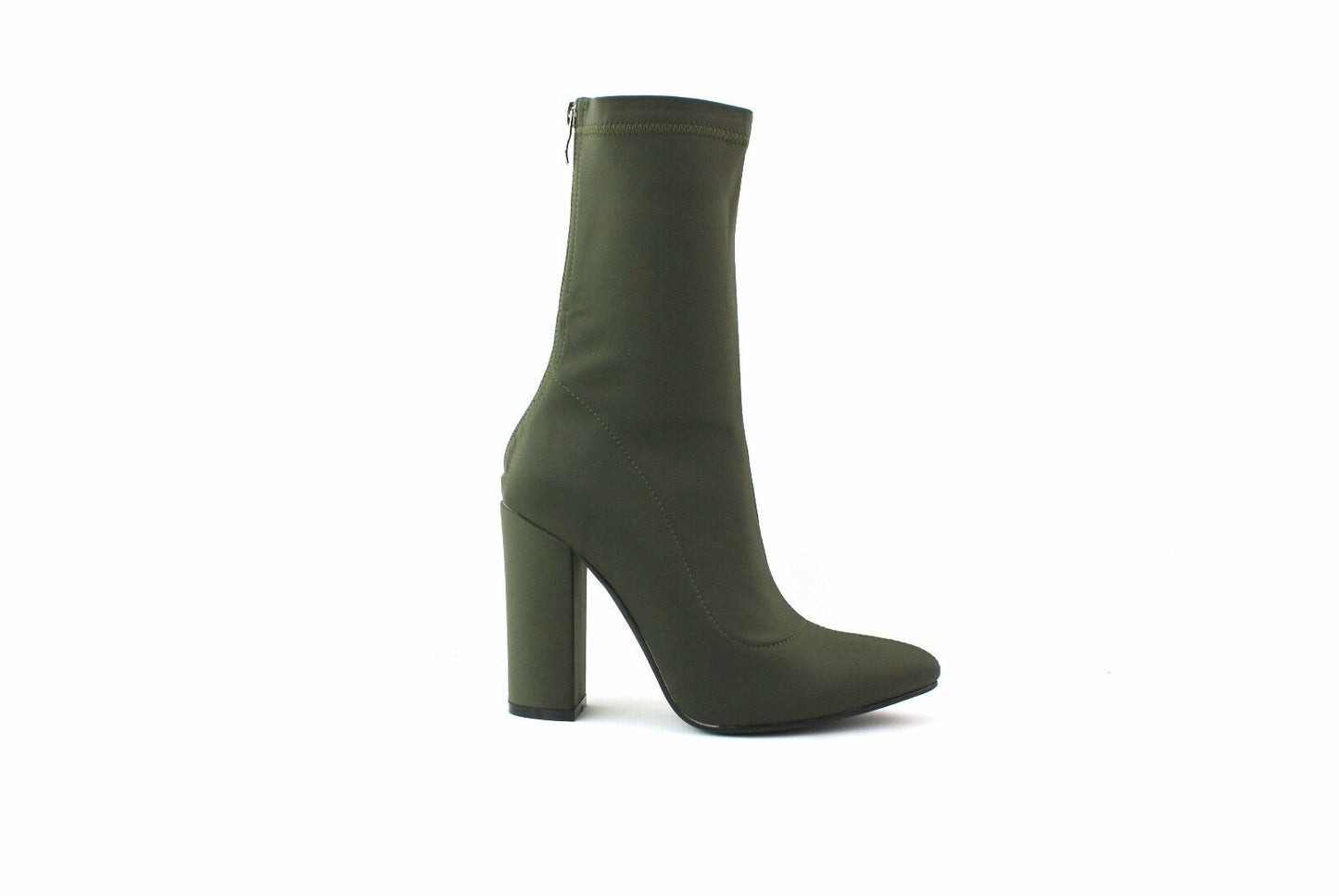 LADIES WOMENS BLOCK HEEL ANKLE HIGH BOOTS STRETCH LYCRA BOOTS SHOES SIZE 3 - 8