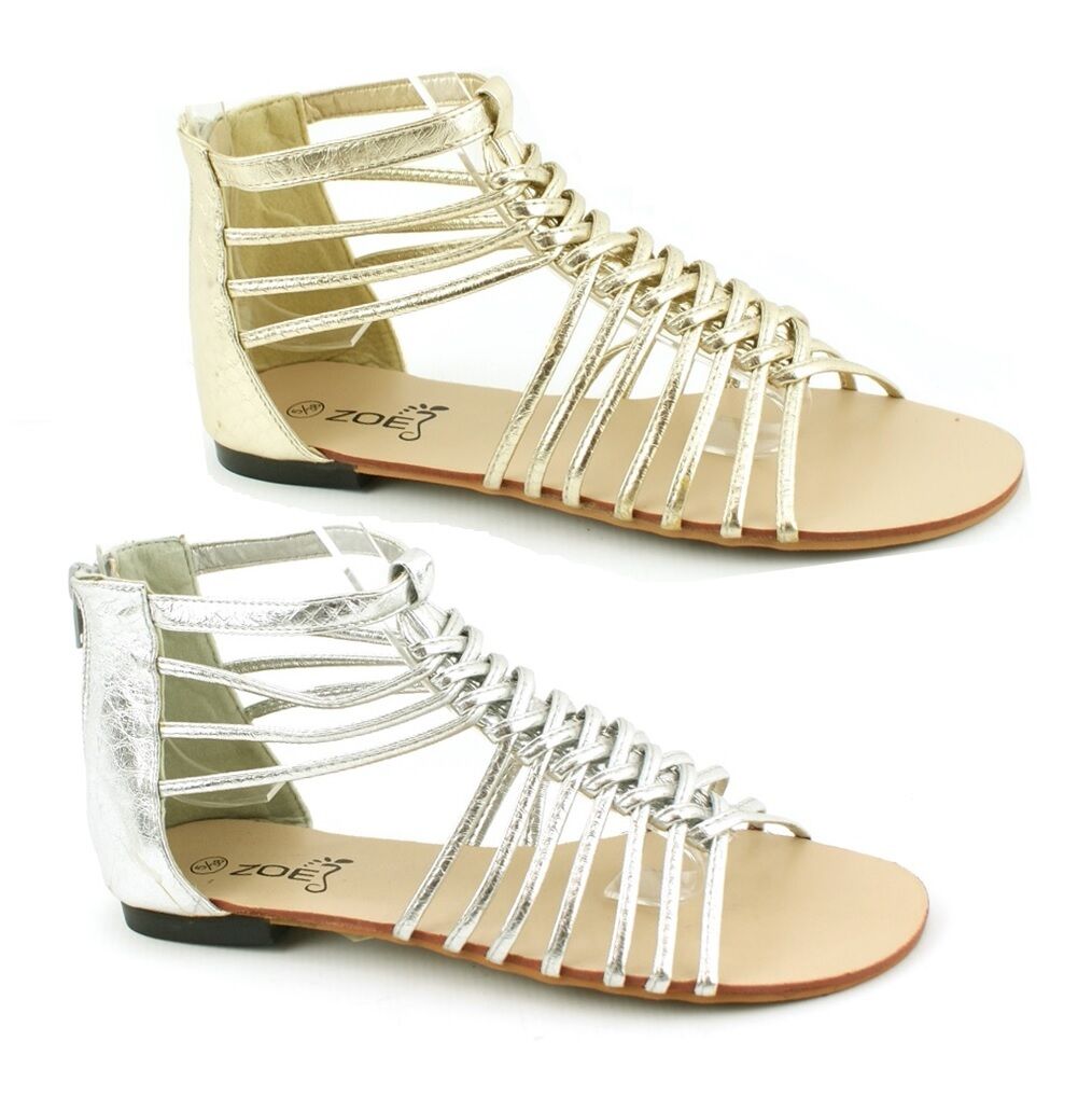 LADIES WOMENS FLAT GLADIATOR SUMMER FLIP FLOP BEACH HOLIDAY SANDALS SHOES SIZE