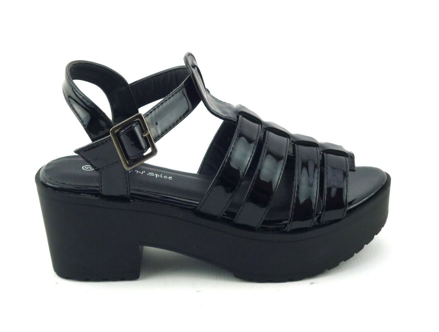 WOMENS STRAPPY LADIES CUT OUT SUMMER GLADIATOR BLOCK HEEL SANDALS SHOES SIZE