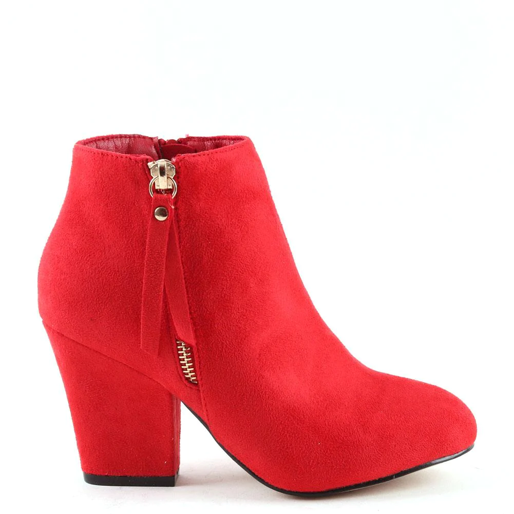 Faux Suede Block Heel Ankle Boot
