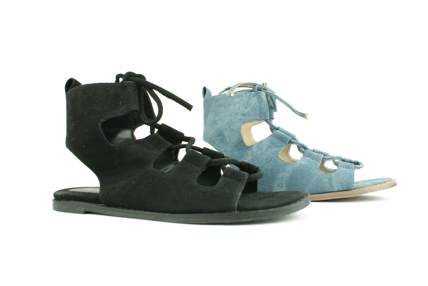 LADIES WOMENS STRAPPY LACE UP SUMMER GLADIATOR SANDALS FLAT BOHO CHIC SHOES SIZE