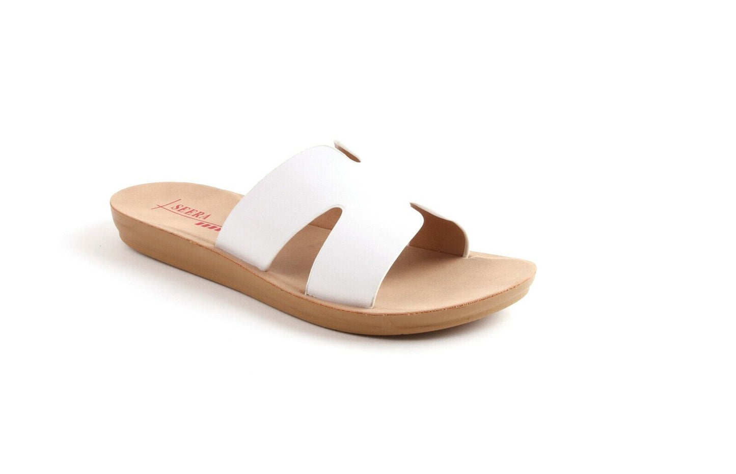 LADIES WOMENS FLAT SLIP ON H DESIGN SUMMER MULES SLIDERS SANDALS SHOES SIZE