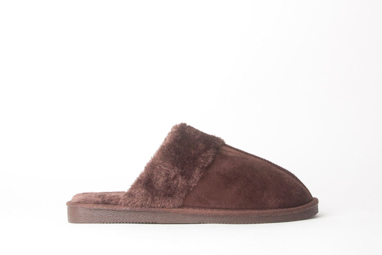 Mens Genuine Faux Fur Sheepskin Slippers Mules Non Slip Hard Sole