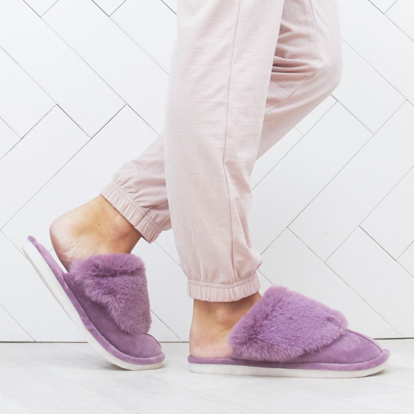 Womens Ladies Luxury Faux Fur Sheepskin Slippers Mules Non Slip Hard Sole Size