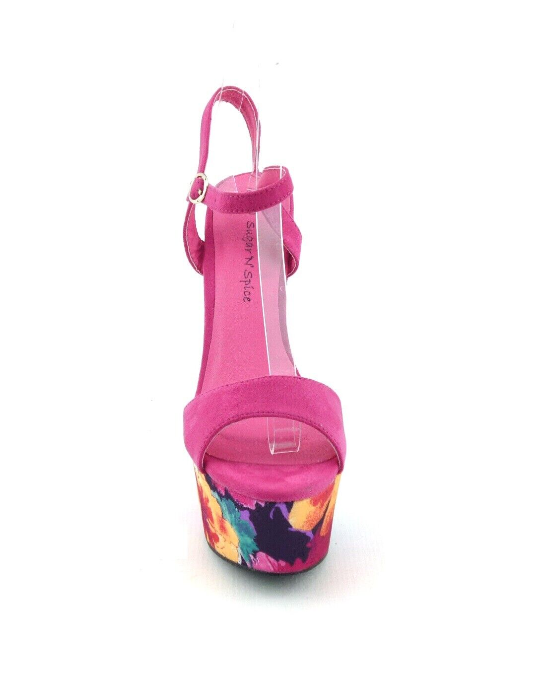 LADIES WOMENS PEEP TOE BLOCK HEEL FLORAL PRINT SUMMER EVENING SANDALS SHOES SIZE