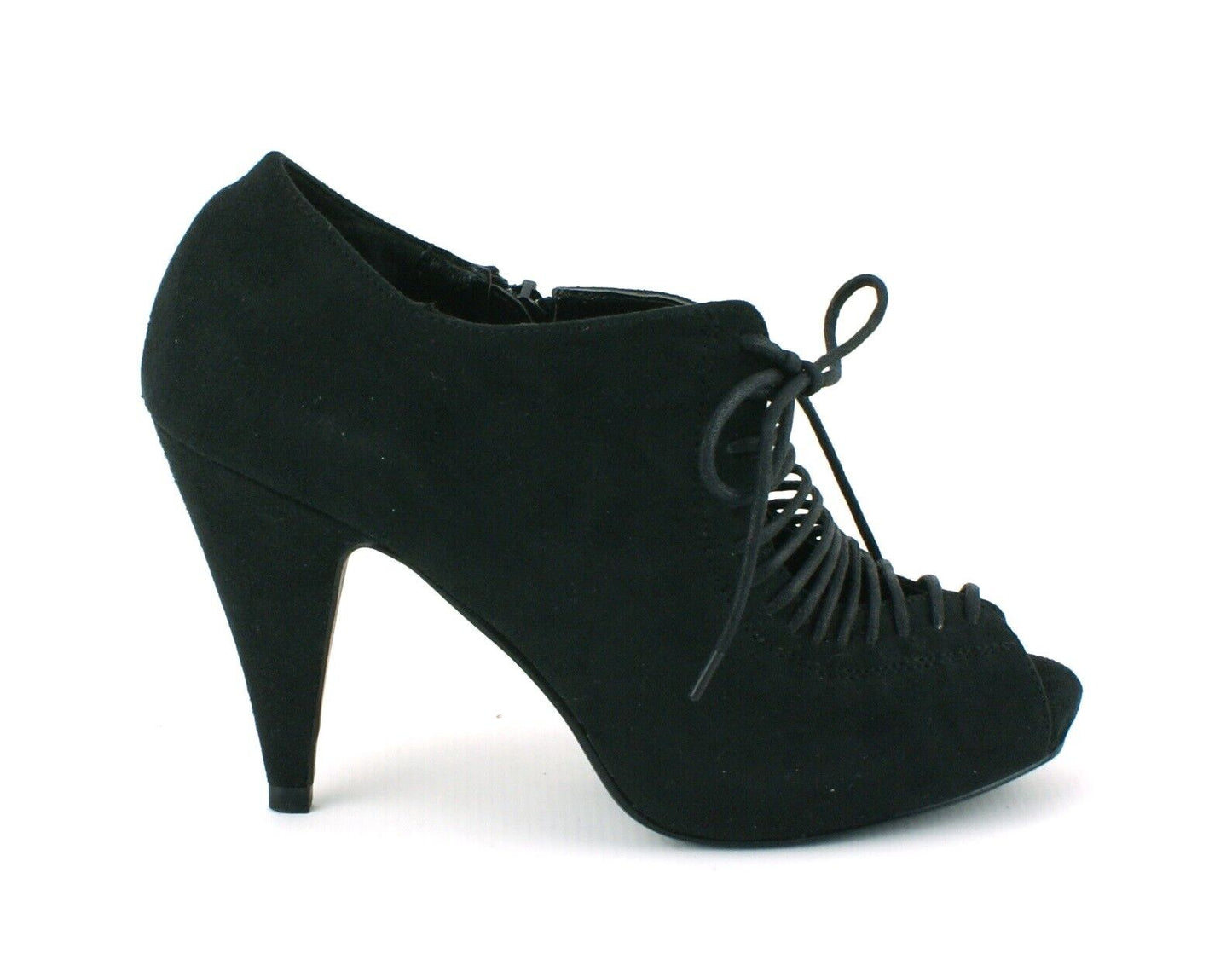 LADIES WOMENS MID HEEL LACE UP PEEP TOE ZIP UP SANDALS SHOES PUMPS SIZE