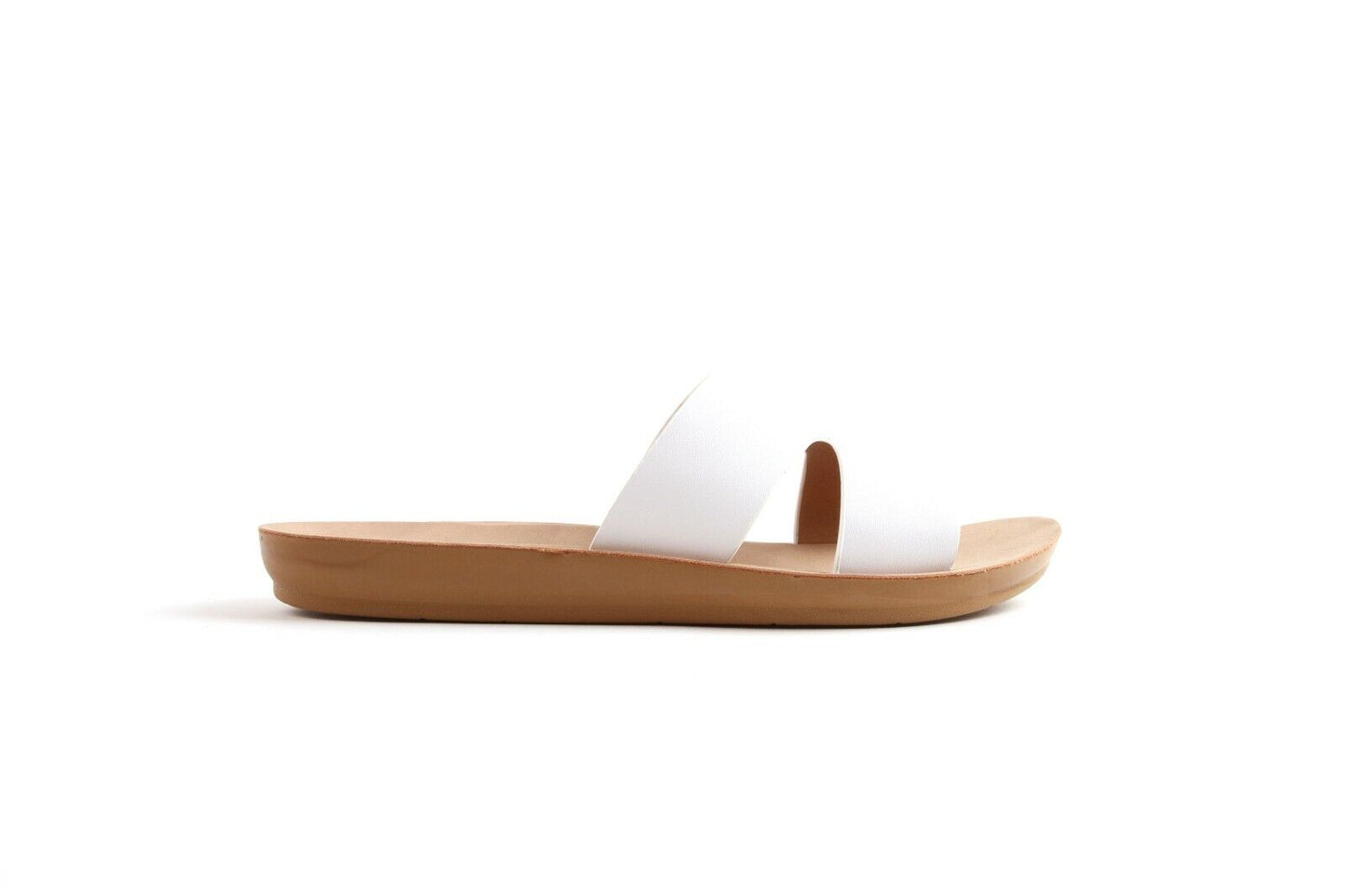 LADIES WOMENS FLAT SLIP ON H DESIGN SUMMER MULES SLIDERS SANDALS SHOES SIZE