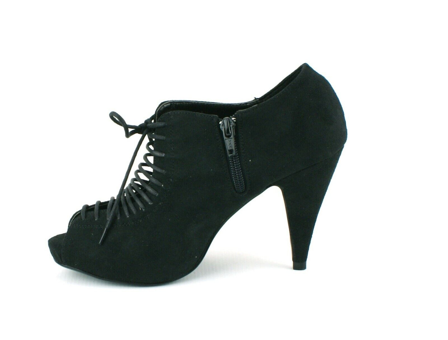 LADIES WOMENS MID HEEL LACE UP PEEP TOE ZIP UP SANDALS SHOES PUMPS SIZE