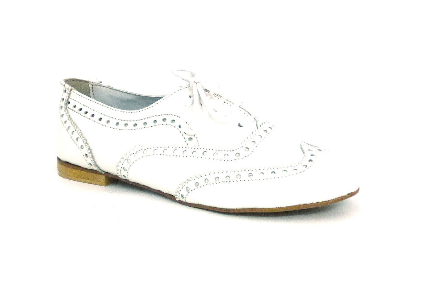 LADIES WOMENS REAL LEATHER FLAT BROUGE PATENT FORMAL LACE UP PUMPS SHOES SIZE