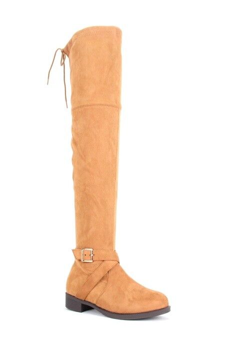 LADIES WOMENS OVER THE KNEE HIGH LOW HEEL BOOTS SHOES ZIP STRETCH FLAT SIZE