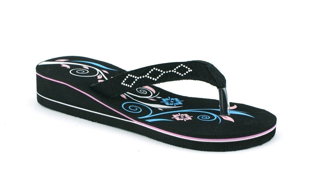 WOMENS LADIES LOW WEDGE HEEL SUMMER BEACH FLIP FLOPS THONG SANDALS SHOES SIZE
