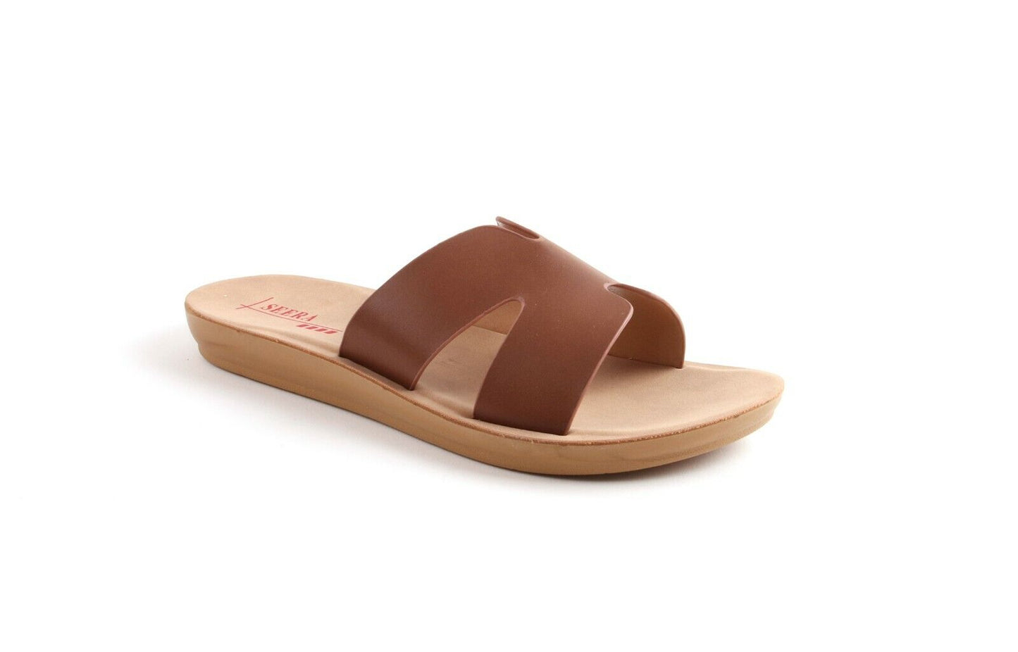 LADIES WOMENS FLAT SLIP ON H DESIGN SUMMER MULES SLIDERS SANDALS SHOES SIZE