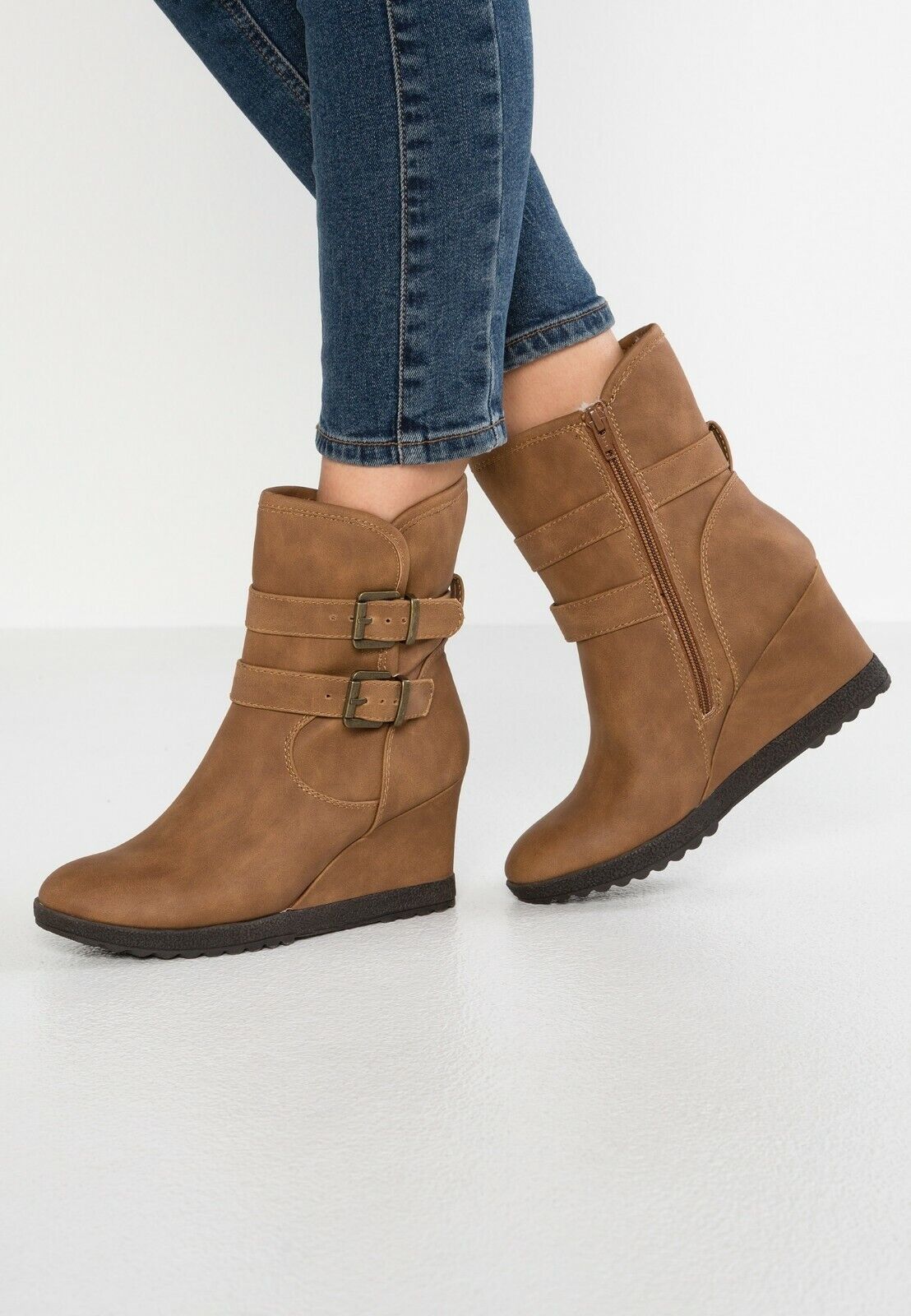 LADIES WOMENS DOROTHY PERKINS BRANDED WEDGE ANKLE WINTER ZIP UP BOOTS SHOES SIZE
