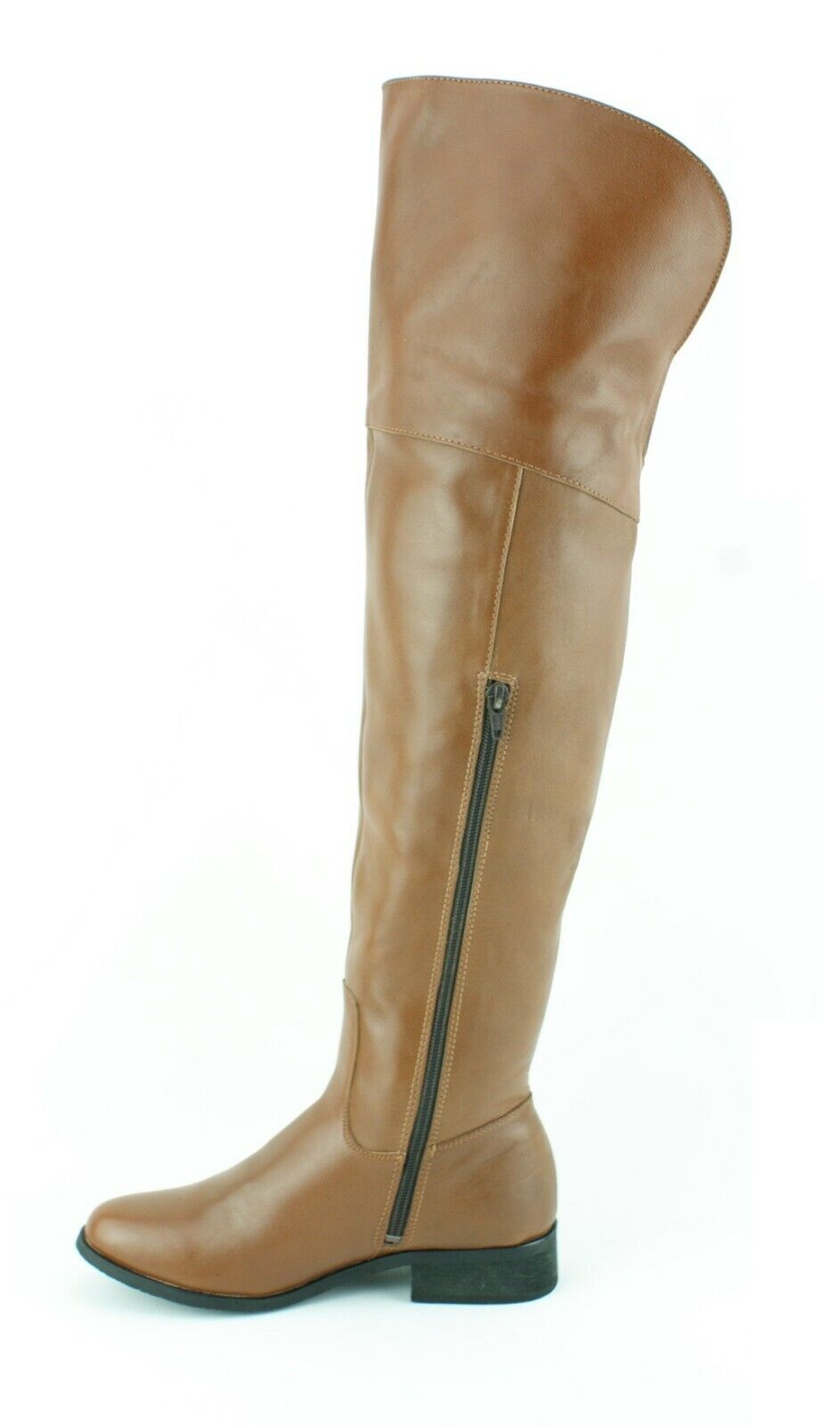 LADIES WOMENS REAL LEATHER OVER THE KNEE HIGH FLAT HEEL CASUAL BOOTS SHOES SIZE