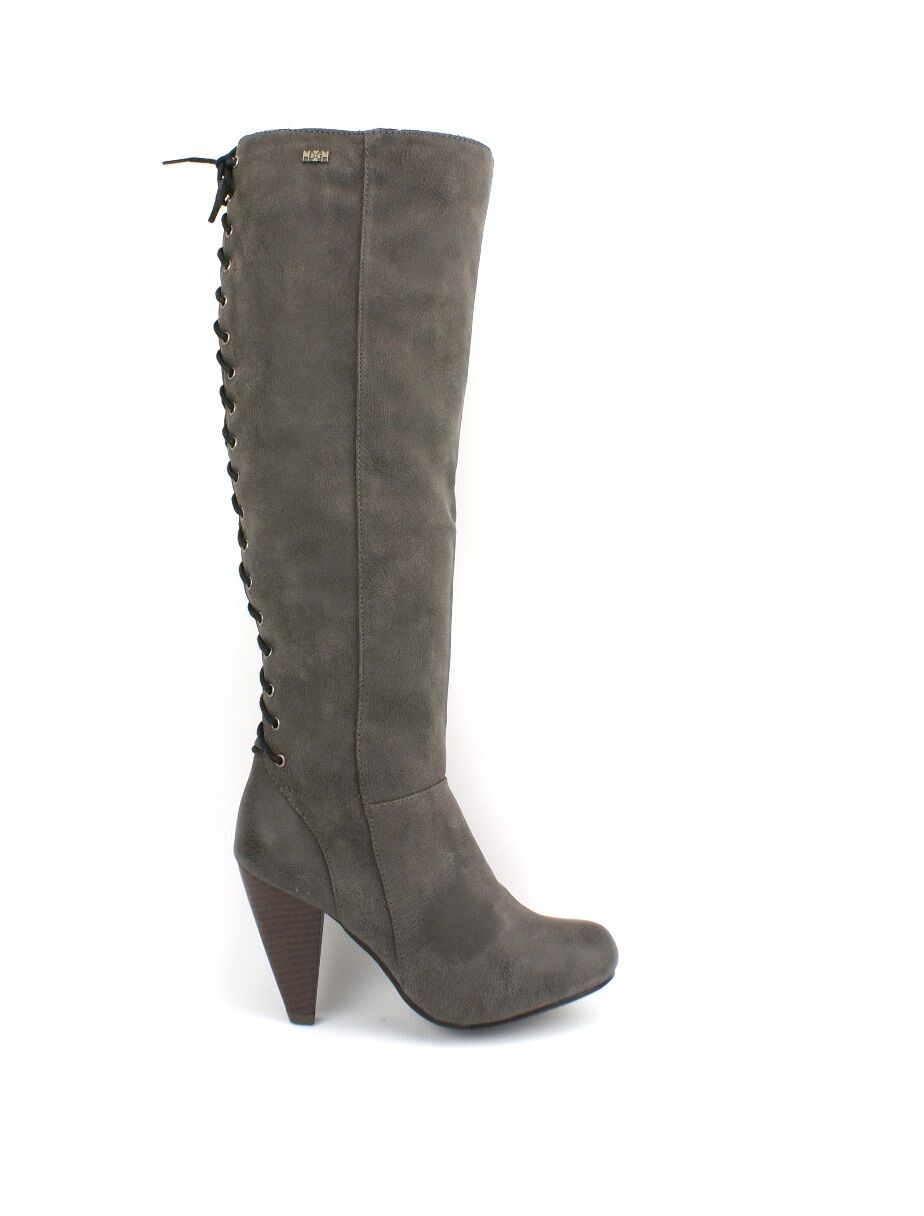 LADIES KNEE HIGH HIGH HEEL CORSET STYLE ZIP UP LEATHER BOOTS