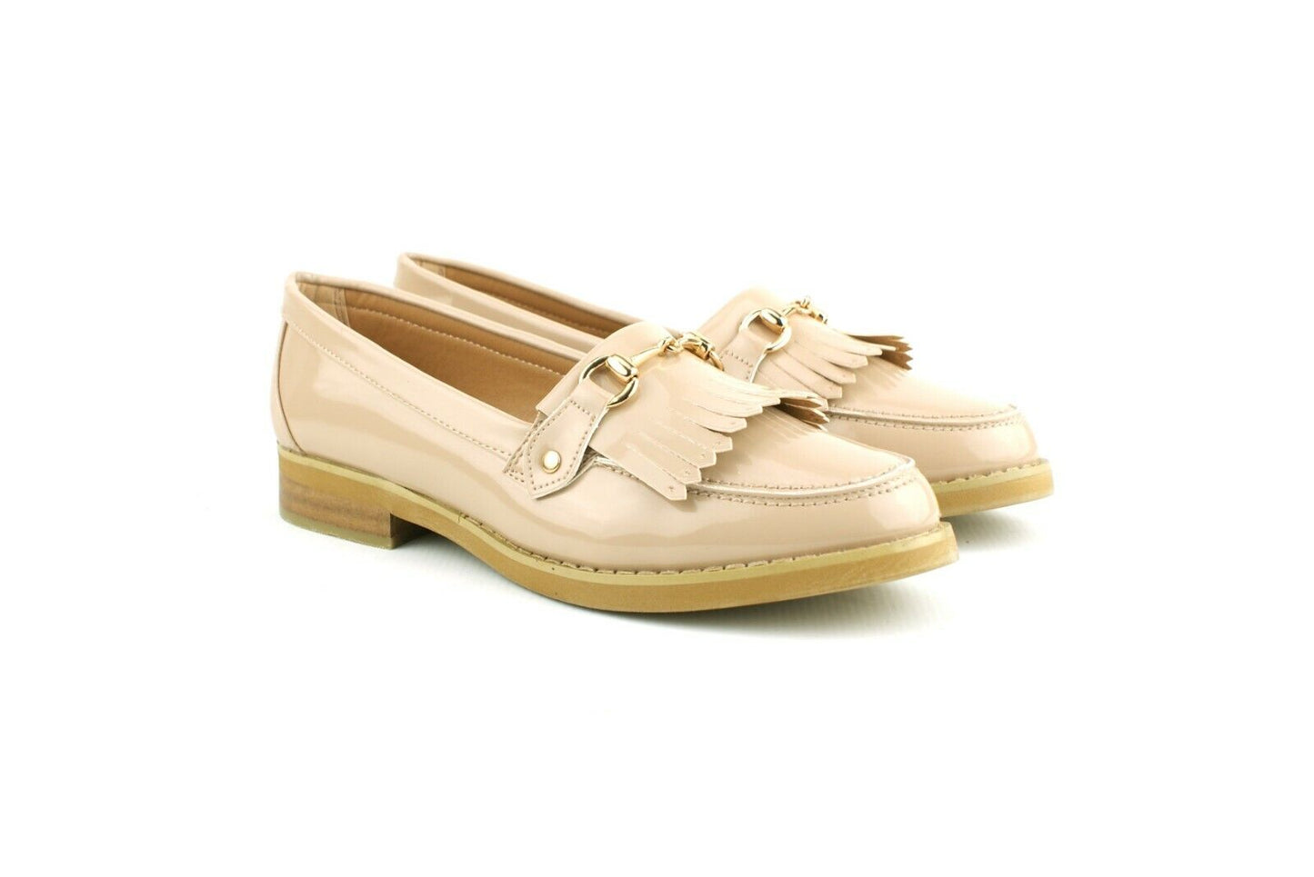 Ladies Womens Tassle Buckle Faux Leather Loafer Moccasin Slip On Shoes Pump Size