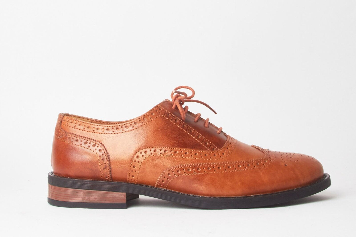 MENS NEW REAL LEATHER OXFORD BROGUE LACE UP RUBBER SOLE SHOES SIZE 7 8 9 10 11