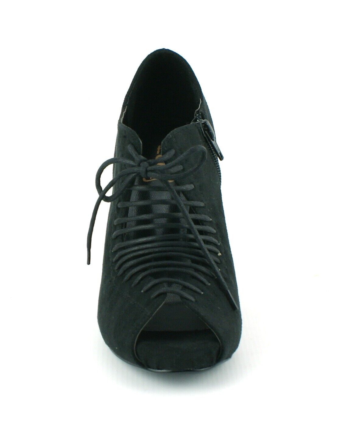 LADIES WOMENS MID HEEL LACE UP PEEP TOE ZIP UP SANDALS SHOES PUMPS SIZE