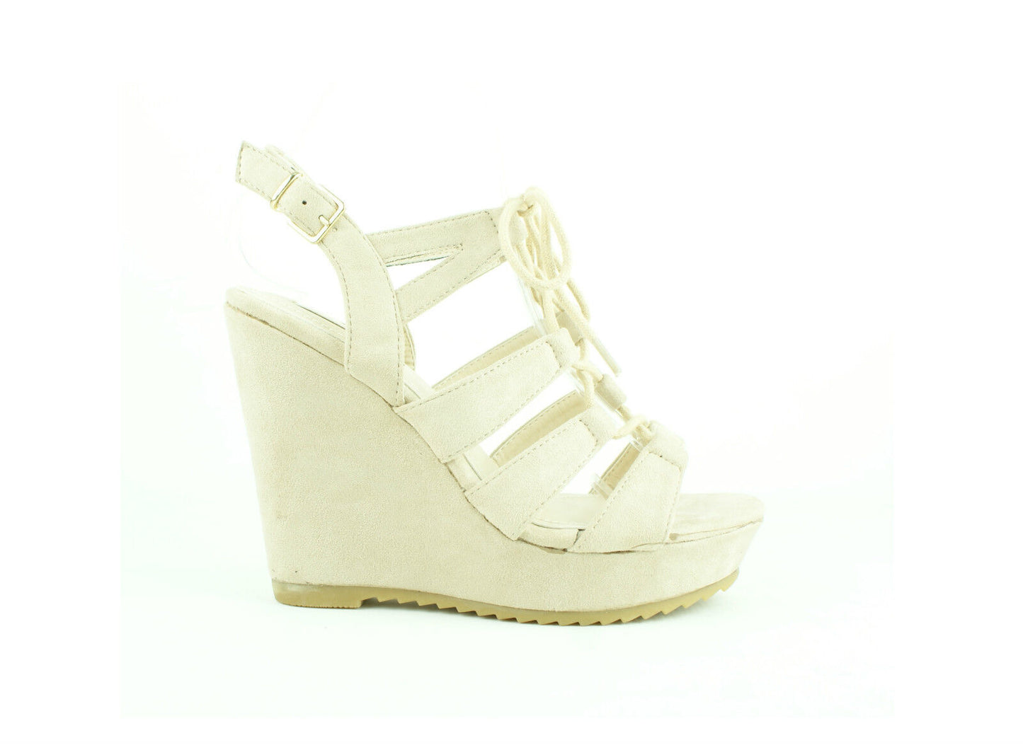Ladies Womens High Wedge Ghille Lace up Platform Strappy Sandals Shoes Size