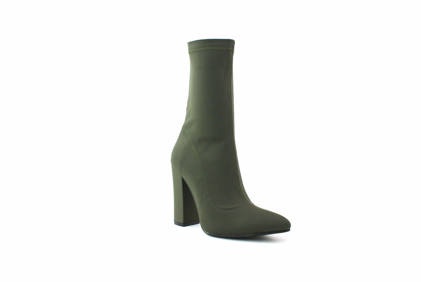 LADIES WOMENS BLOCK HEEL ANKLE HIGH BOOTS STRETCH LYCRA BOOTS SHOES SIZE 3 - 8