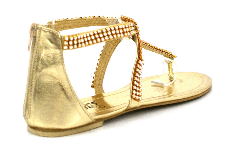 LADIES WOMENS DIAMANTE DETAIL FLAT GLADIATOR ROMAN THONG TOE POST SANDALS SHOES