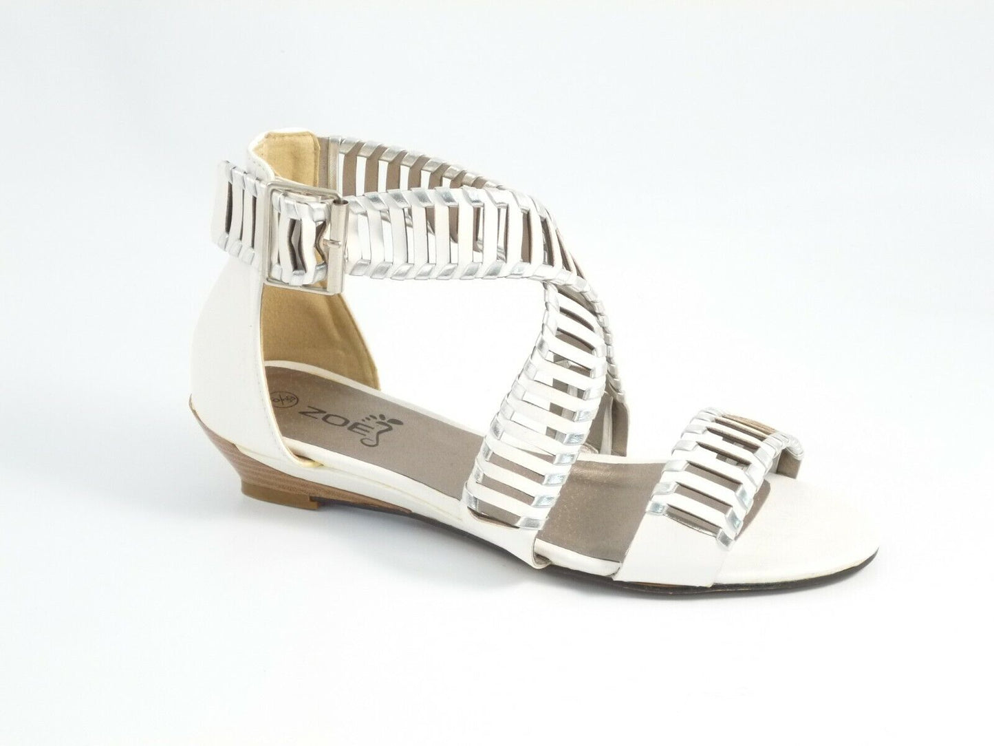 LADIES WOMENS LOW WEDGE BUCKLE PEEP TOE SUMMER BEACH CUT OUT CROSS OVER SANDALS