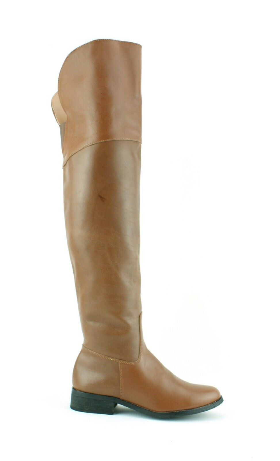 LADIES WOMENS REAL LEATHER OVER THE KNEE HIGH FLAT HEEL CASUAL BOOTS SHOES SIZE