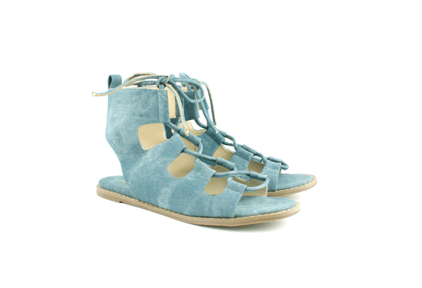 LADIES WOMENS STRAPPY LACE UP SUMMER GLADIATOR SANDALS FLAT BOHO CHIC SHOES SIZE