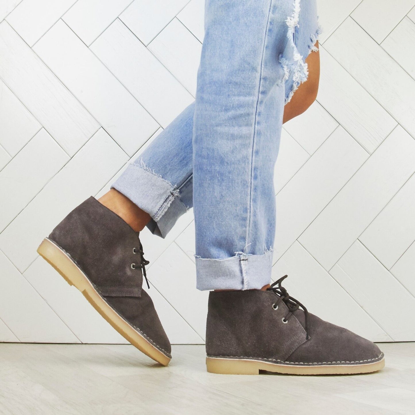 Ladies Womens Desert Ankle Chukka Boots Real Leather Suede Lace Up Shoes Size