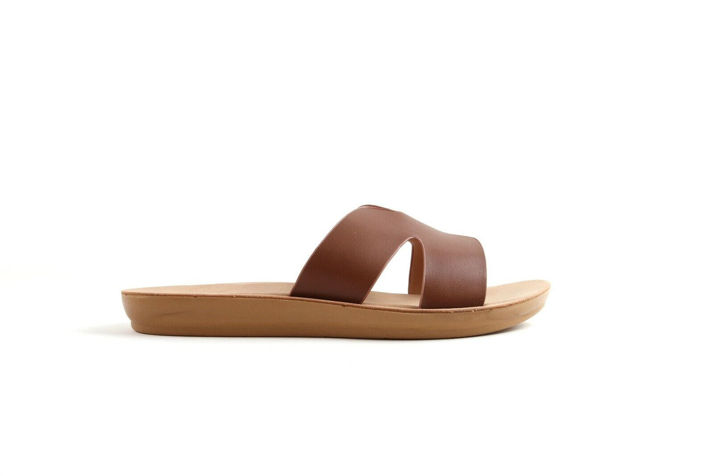 LADIES WOMENS FLAT SLIP ON H DESIGN SUMMER MULES SLIDERS SANDALS SHOES SIZE