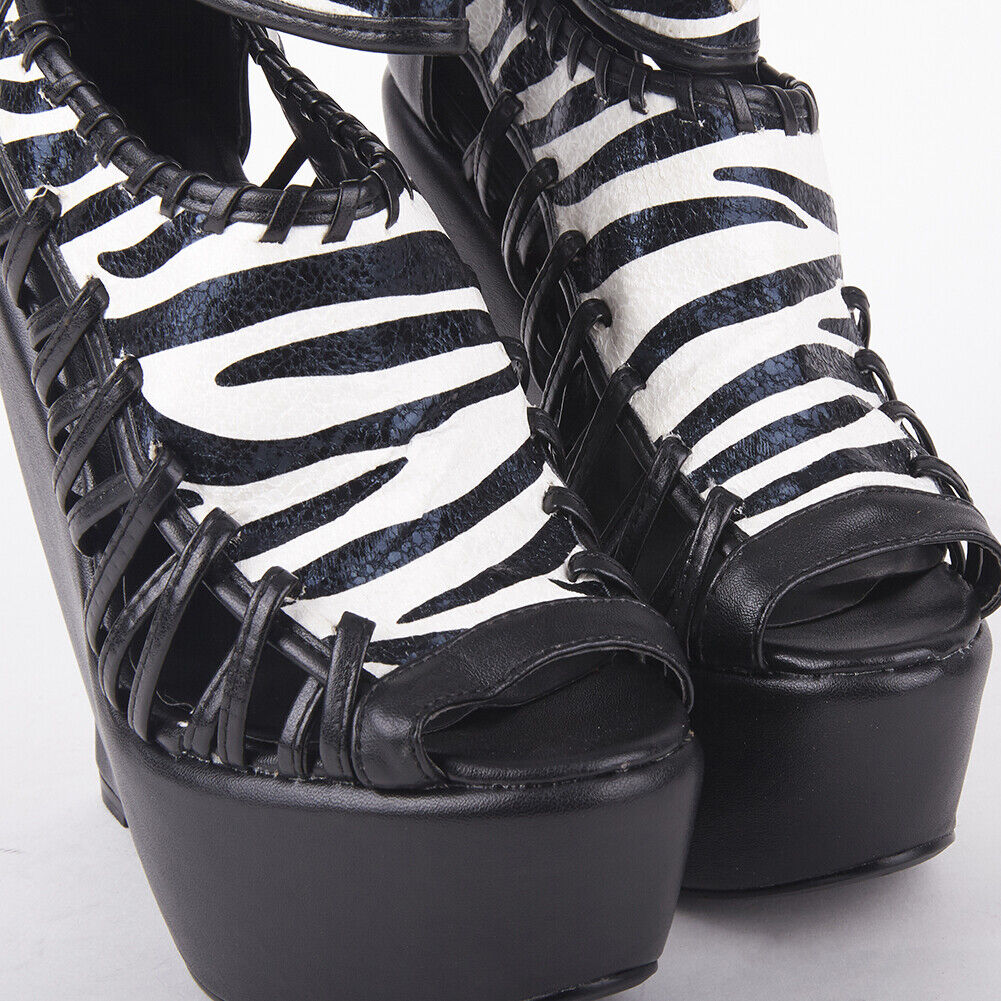 LADIES WOMENS PLATFORM WEDGE ZIP UP PEEP TOE HIGH HEEL SUMMER SANDALS SHOES