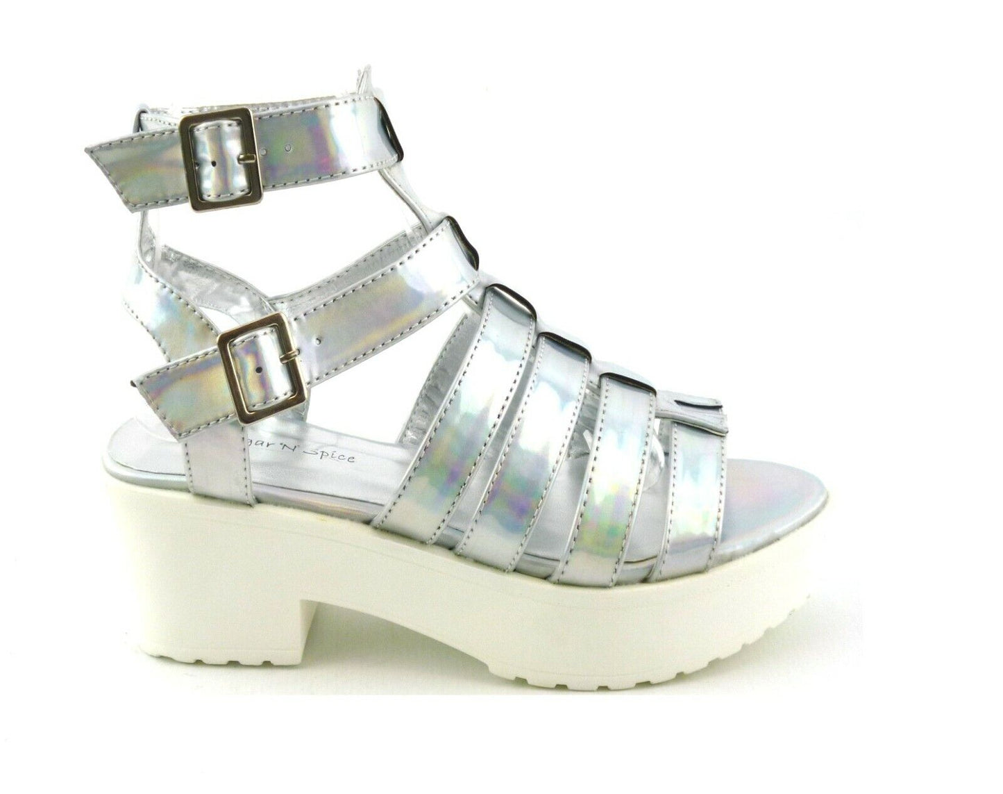 WOMENS STRAPPY LADIES CUT OUT SUMMER GLADIATOR BLOCK HEEL SANDALS SHOES SIZE