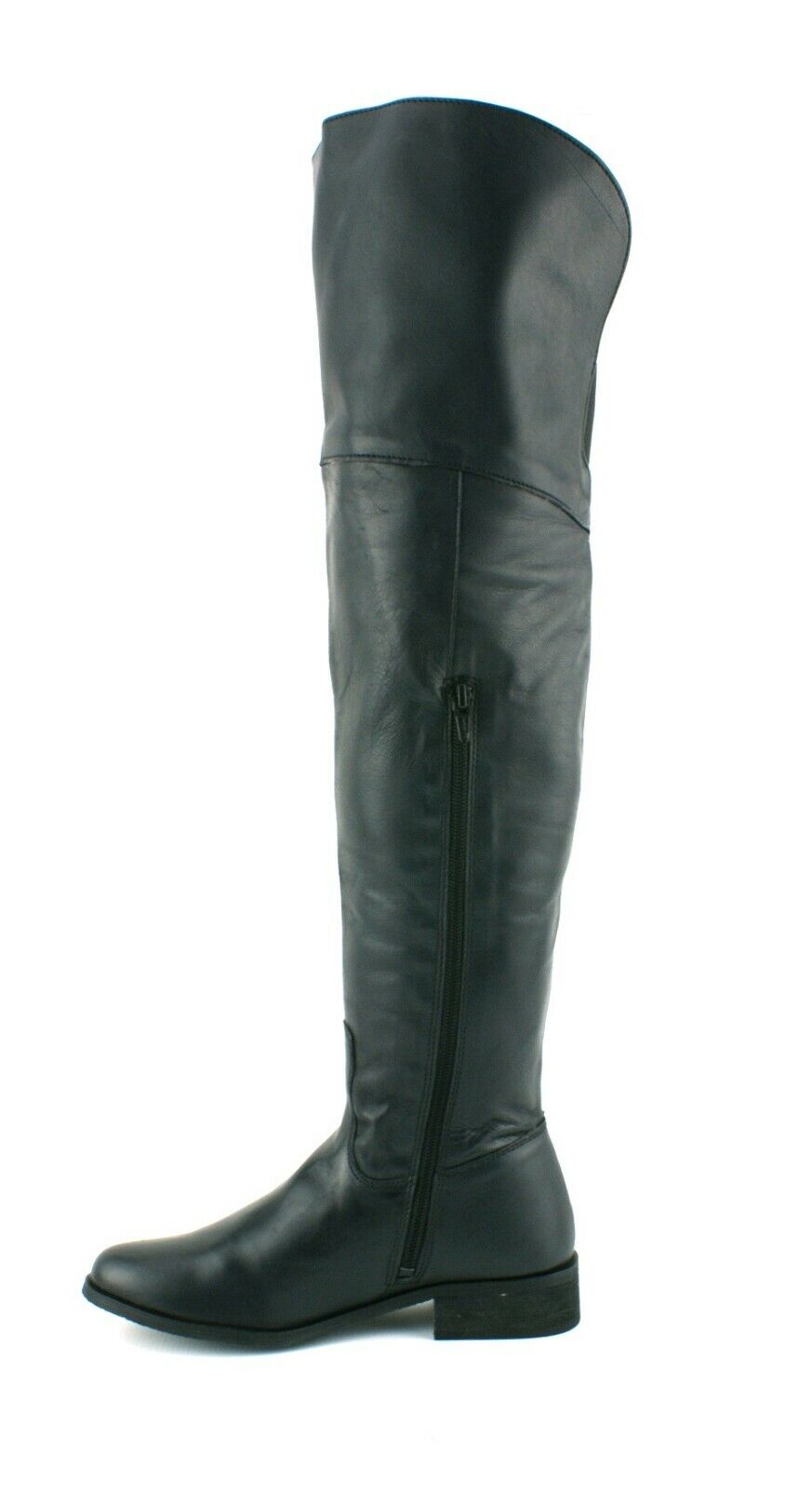 LADIES WOMENS REAL LEATHER OVER THE KNEE HIGH FLAT HEEL CASUAL BOOTS SHOES SIZE