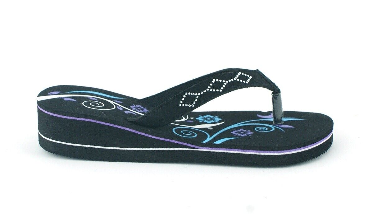 WOMENS LADIES LOW WEDGE HEEL SUMMER BEACH FLIP FLOPS THONG SANDALS SHOES SIZE