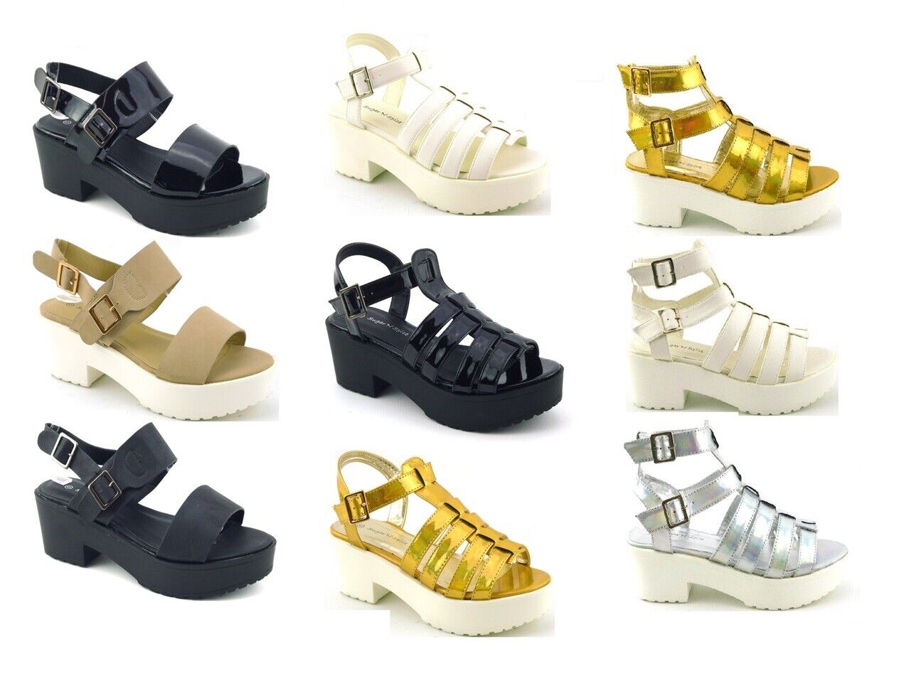 WOMENS STRAPPY LADIES CUT OUT SUMMER GLADIATOR BLOCK HEEL SANDALS SHOES SIZE
