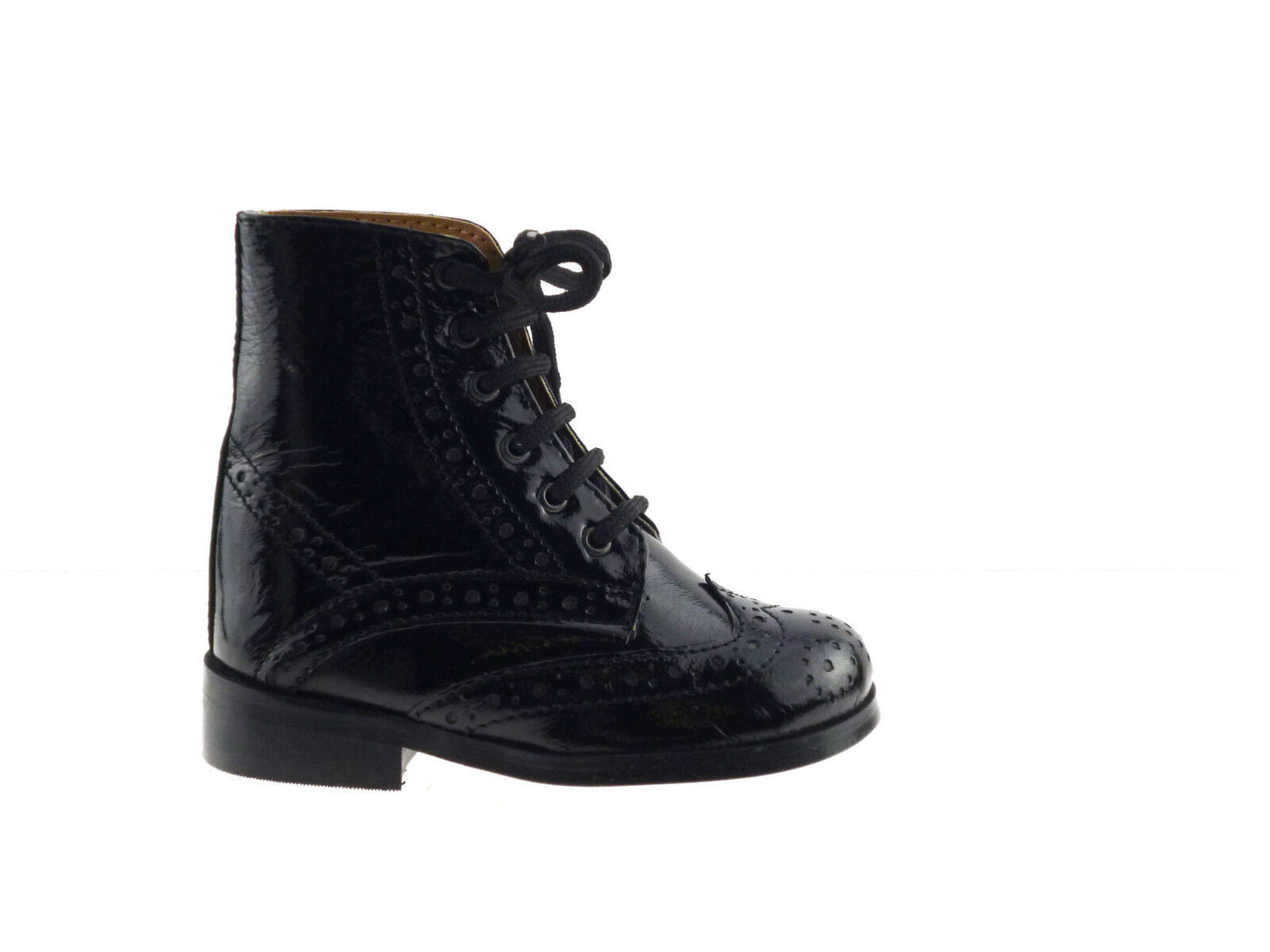 KIDS BOYS INFANTS REAL LEATHER BLACK TAN LACE UP CHELSEA DEALER BOOTS SHOES SIZE