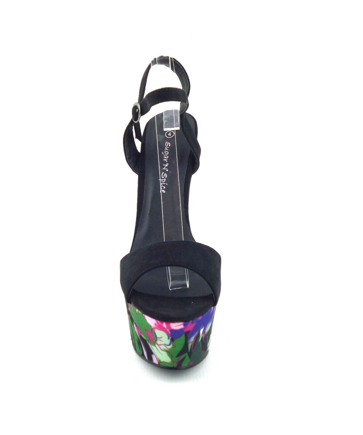 LADIES WOMENS PEEP TOE BLOCK HEEL FLORAL PRINT SUMMER EVENING SANDALS SHOES SIZE