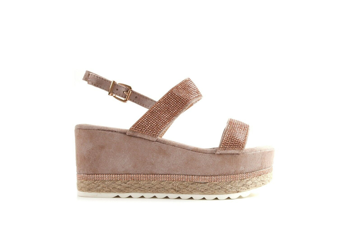 Ladies Flat Espadrille Diamante Sling Back Sandal Platform Summer Shoes