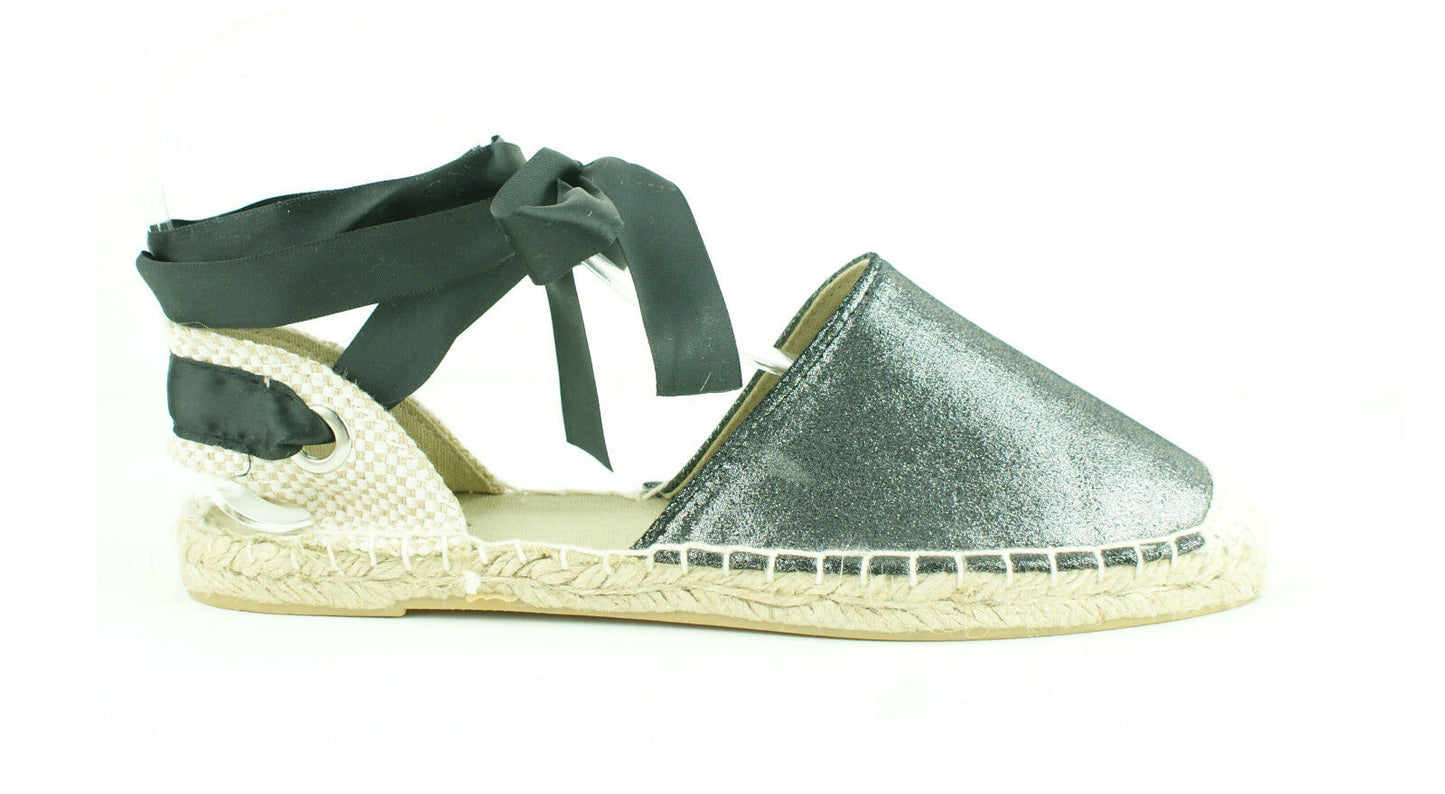WOMENS LACE UP ESPADRILLES FLAT SANDALS LADIES ANKLE STRAPS CASUAL SHOES SIZE