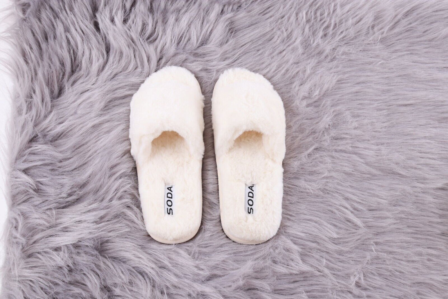Ladies Womens Genuine Faux Fur Slippers Mules Non Slip Rubber Hard Sole Size