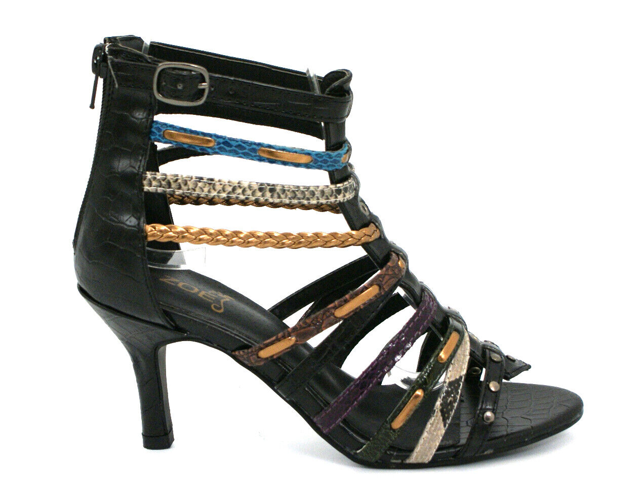 LADIES WOMENS MID HEEL GLADIATOR ZIP UP PEEP TOE STRAP SUMMER SANDALS SHOESSIZE