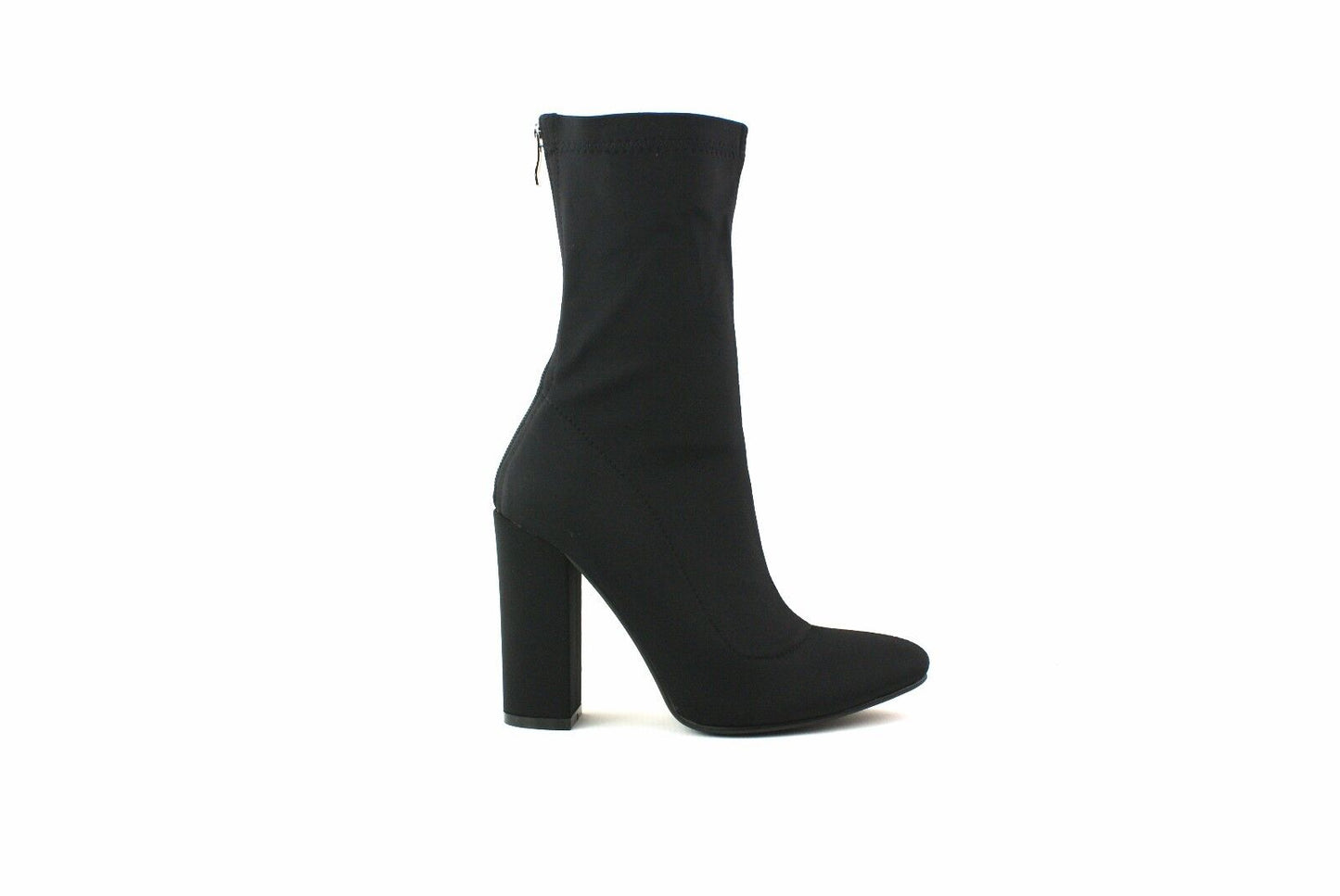 LADIES WOMENS BLOCK HEEL ANKLE HIGH BOOTS STRETCH LYCRA BOOTS SHOES SIZE 3 - 8