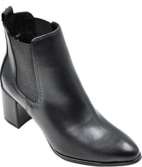 LADIES ANKLE CHELSEA VEGAN LEATHER BLOCK HEEL BOOTS
