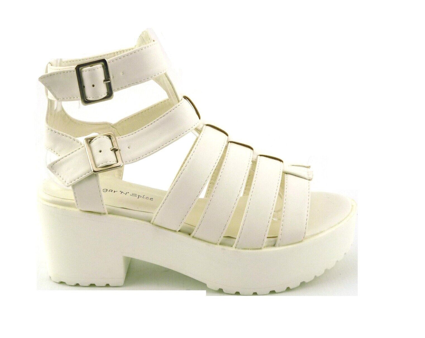 WOMENS STRAPPY LADIES CUT OUT SUMMER GLADIATOR BLOCK HEEL SANDALS SHOES SIZE