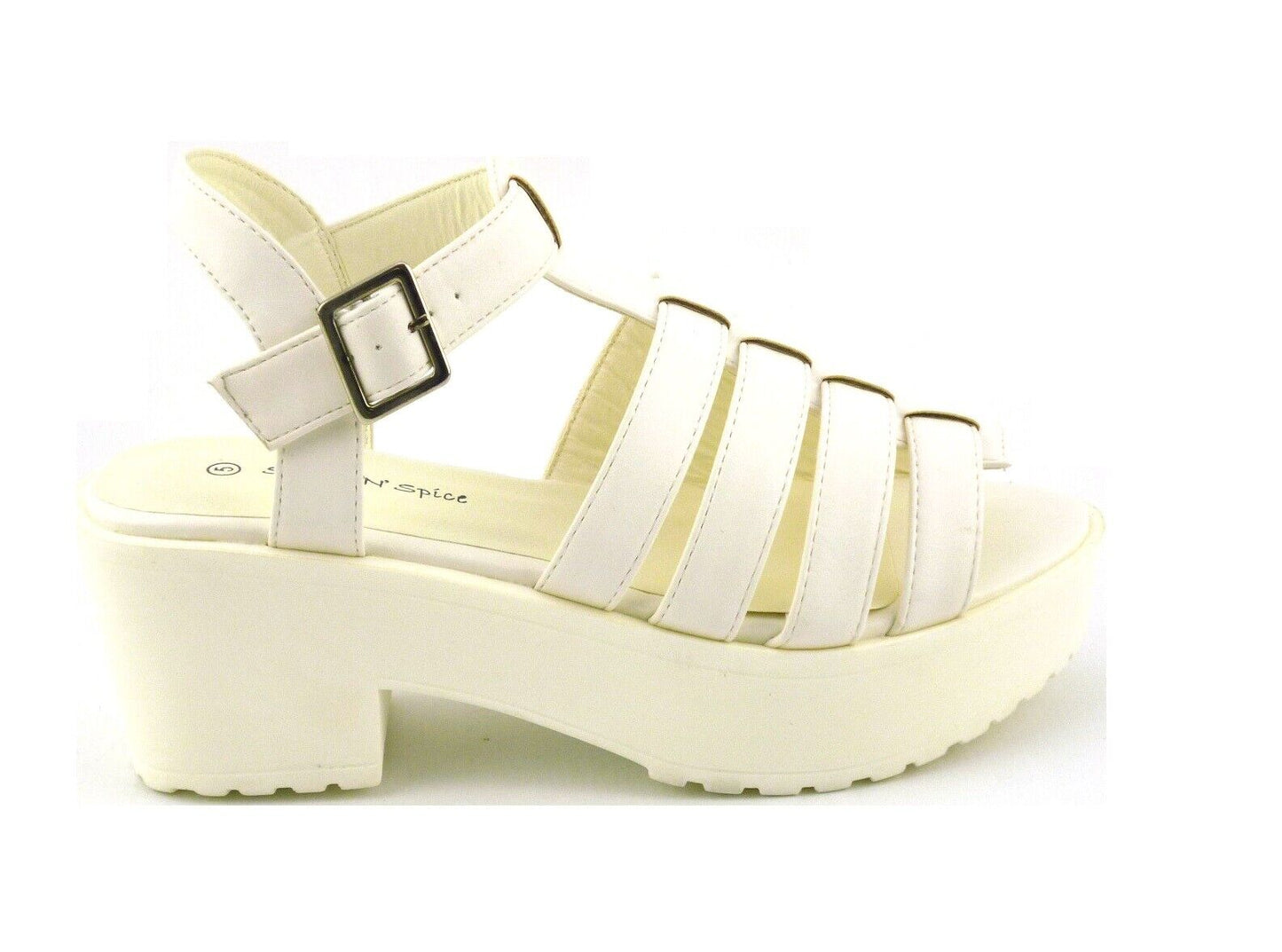 WOMENS STRAPPY LADIES CUT OUT SUMMER GLADIATOR BLOCK HEEL SANDALS SHOES SIZE