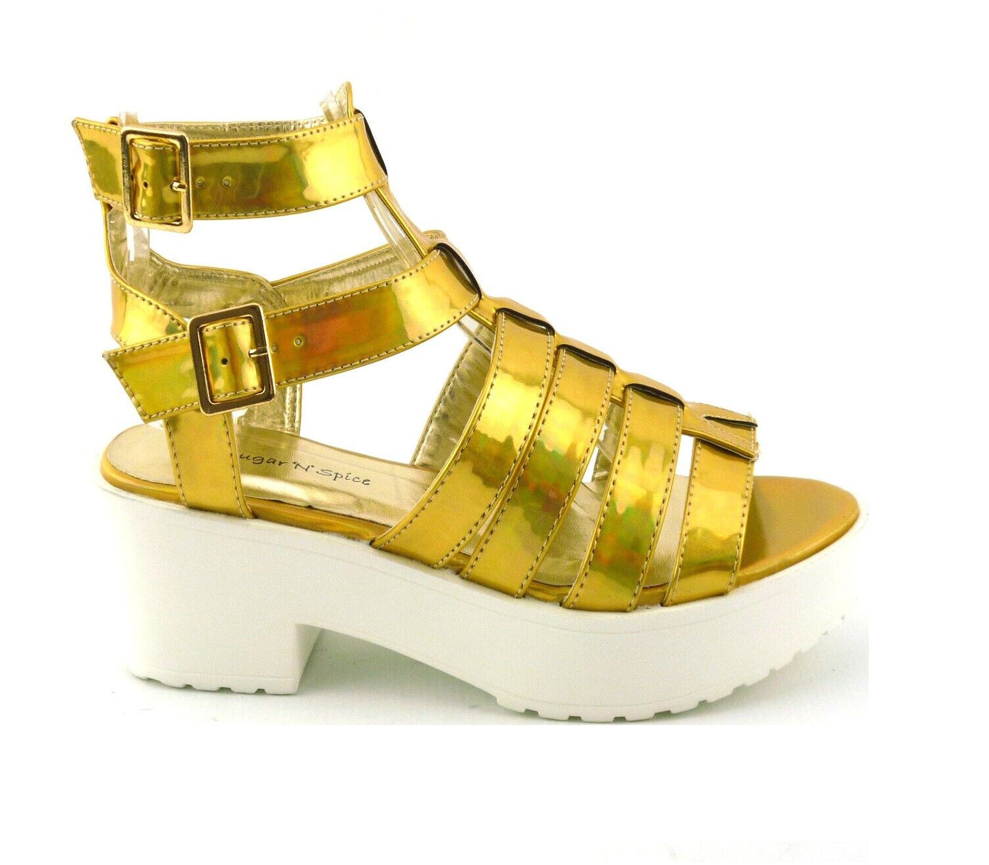 WOMENS STRAPPY LADIES CUT OUT SUMMER GLADIATOR BLOCK HEEL SANDALS SHOES SIZE