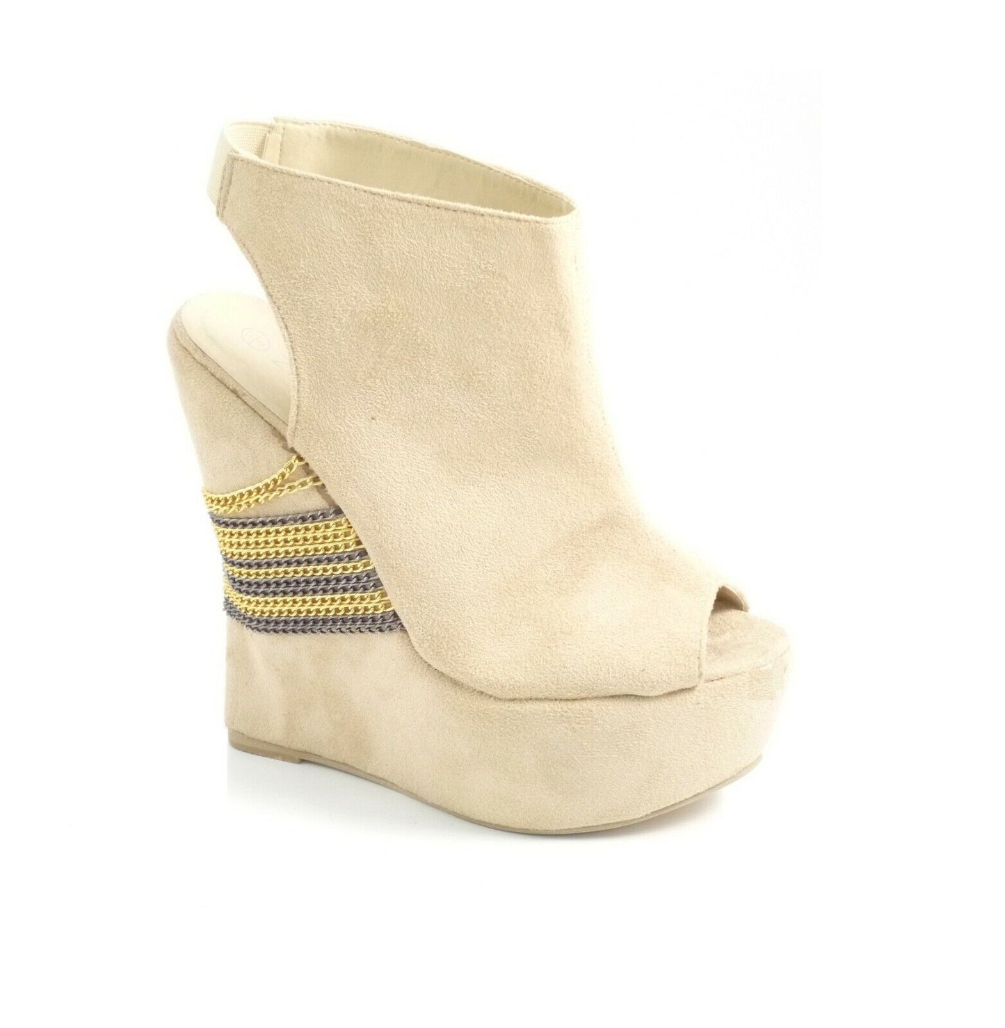 LADIES WOMENS PLATFORM WEDGE PEEP TOE HIGH HEEL ELASTIC SUMMER SANDALS SHOES