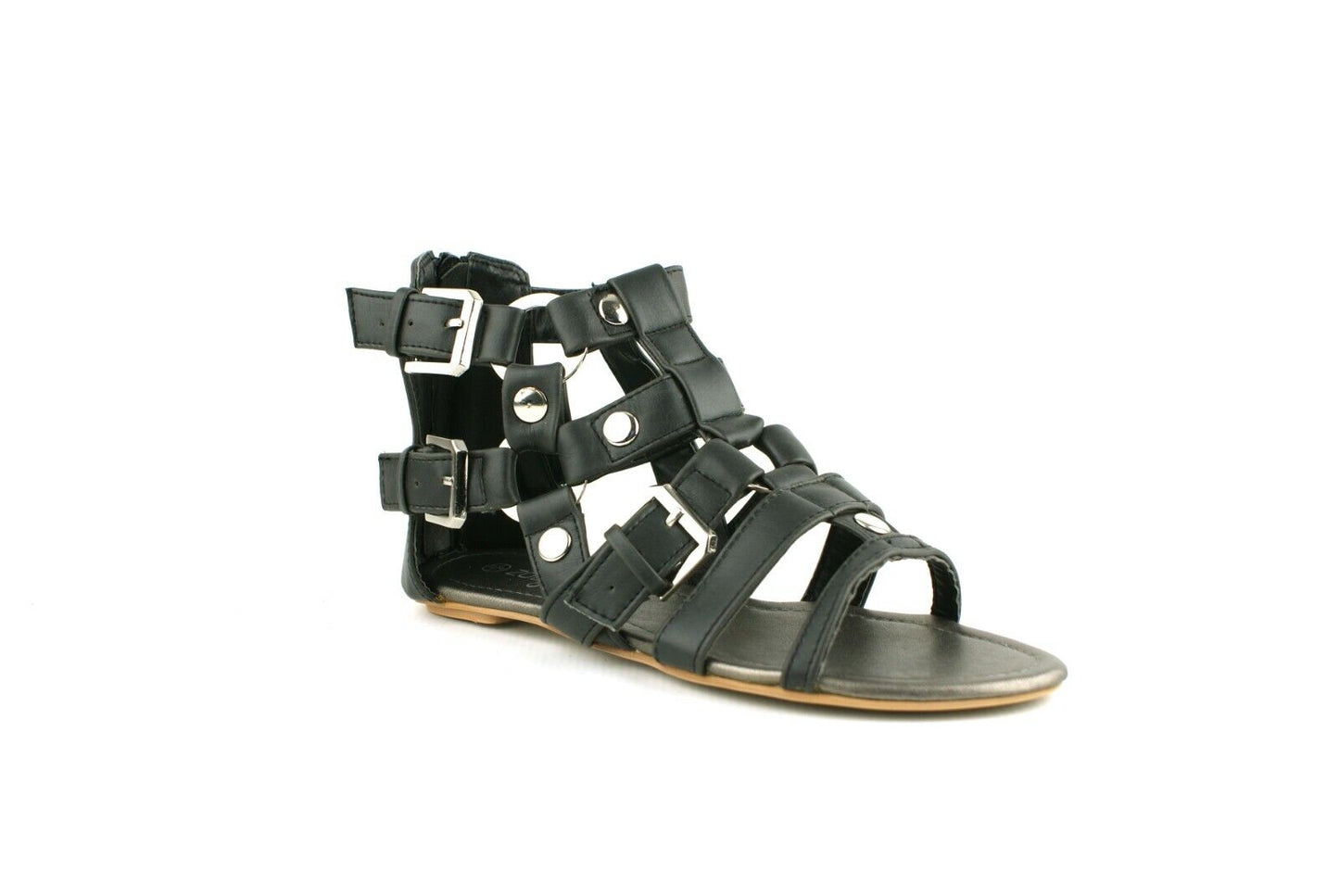 LADIES WOMENS STUD DETAIL CAGE SUMMER ROMAN STYLE SANDALS BEACH SHOES SIZE