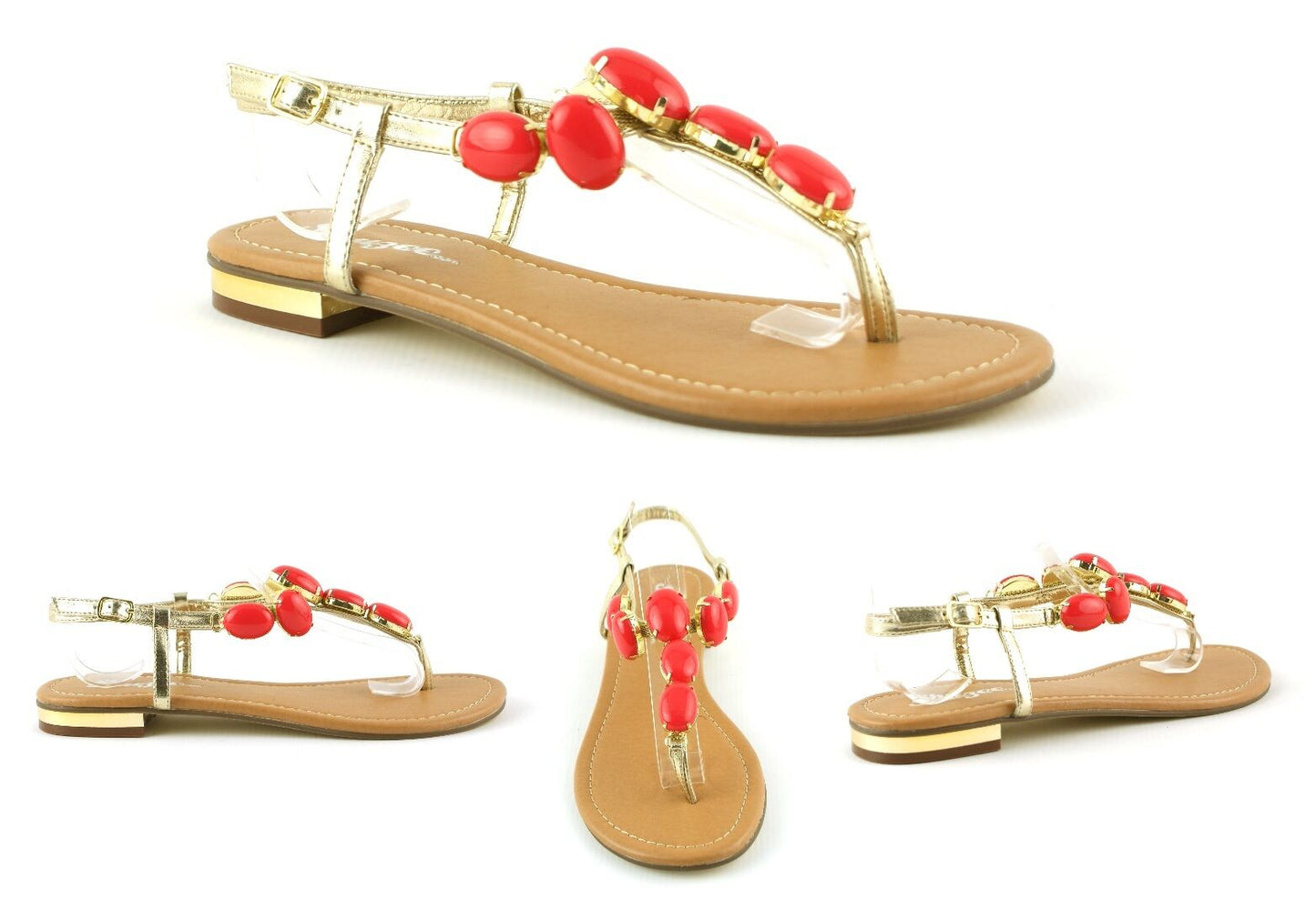 LADIES WOMENS FLAT DIAMANTE CRYSTAL GLADIATOR SUMMER BEACH SANDALS SHOES SIZE